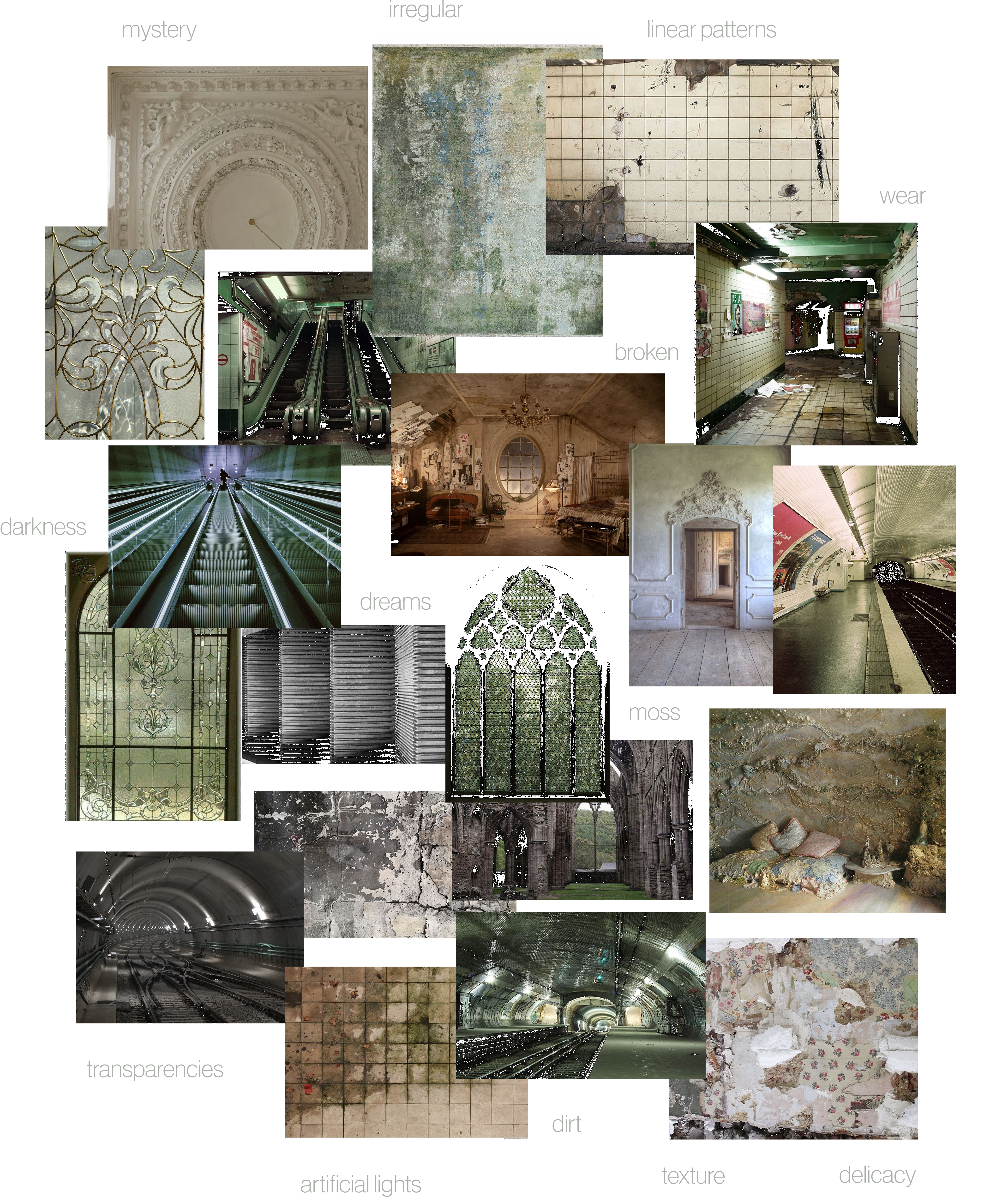 Encanto Subterráneo moodboard mobile.
