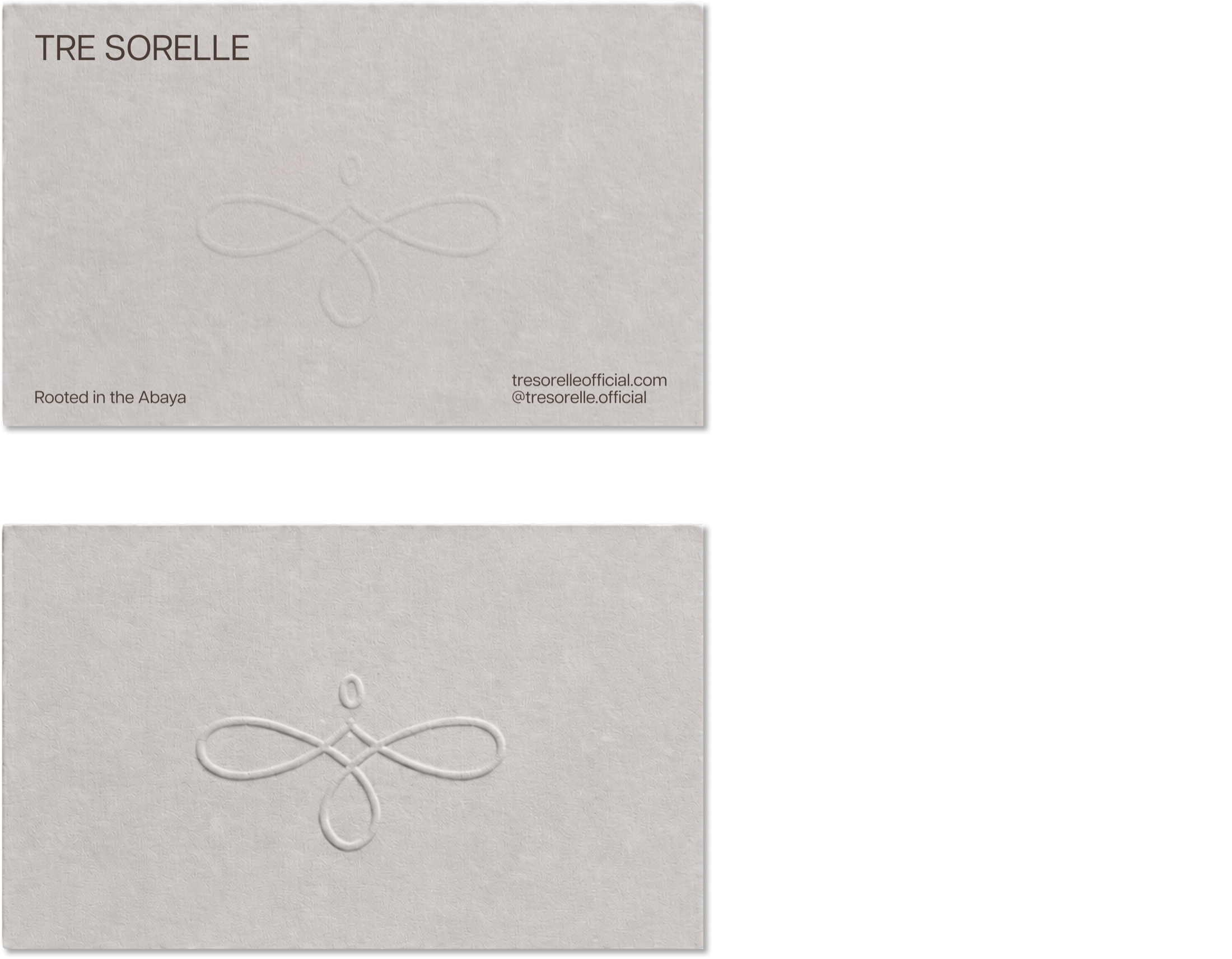 Front and back of the Tre Sorelle brand card.