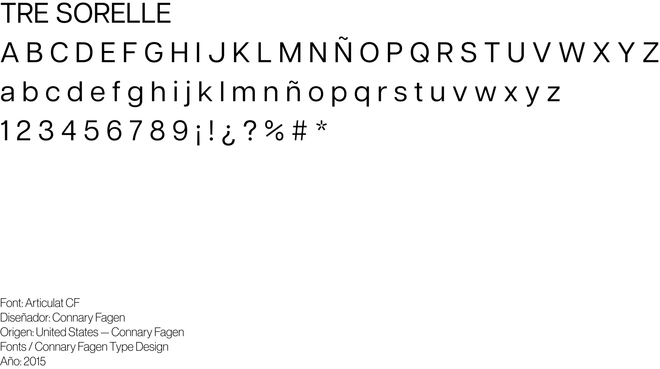 Tre Sorelle Articulat CF typographic system.