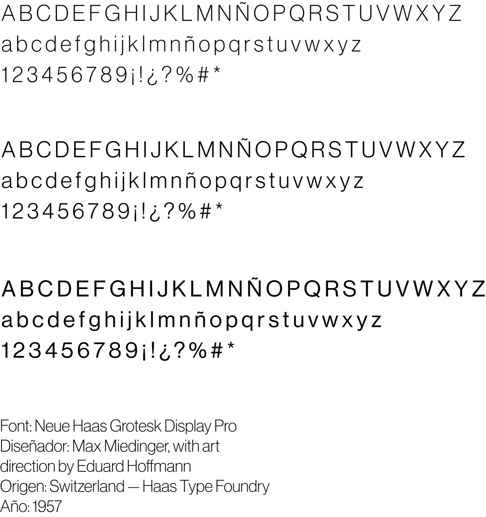 Tre Sorelle Neue Haas Grotesk Display Pro typographic system.