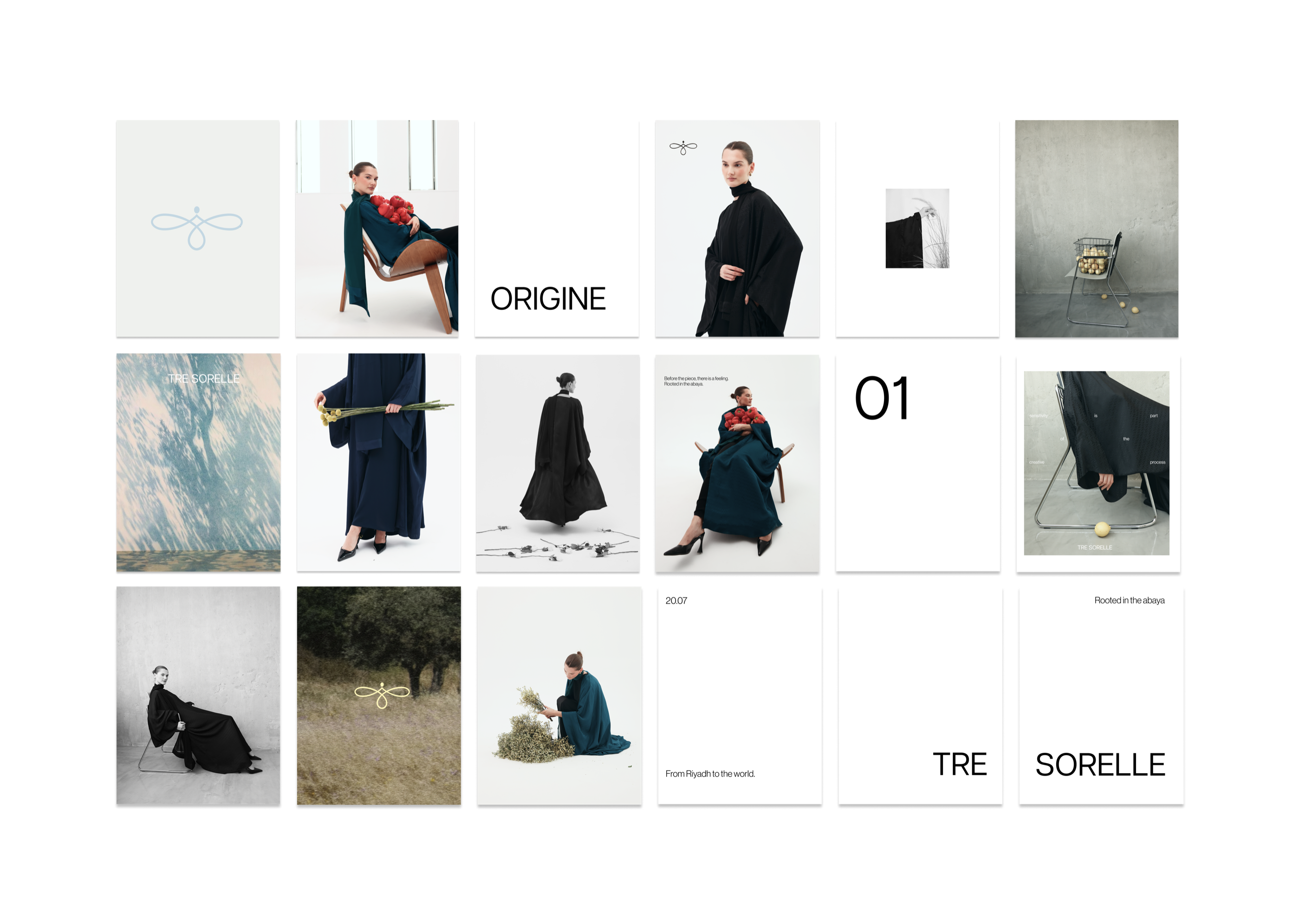 Grid of Instagram posts designed for Tre Sorelle's Origine launch.